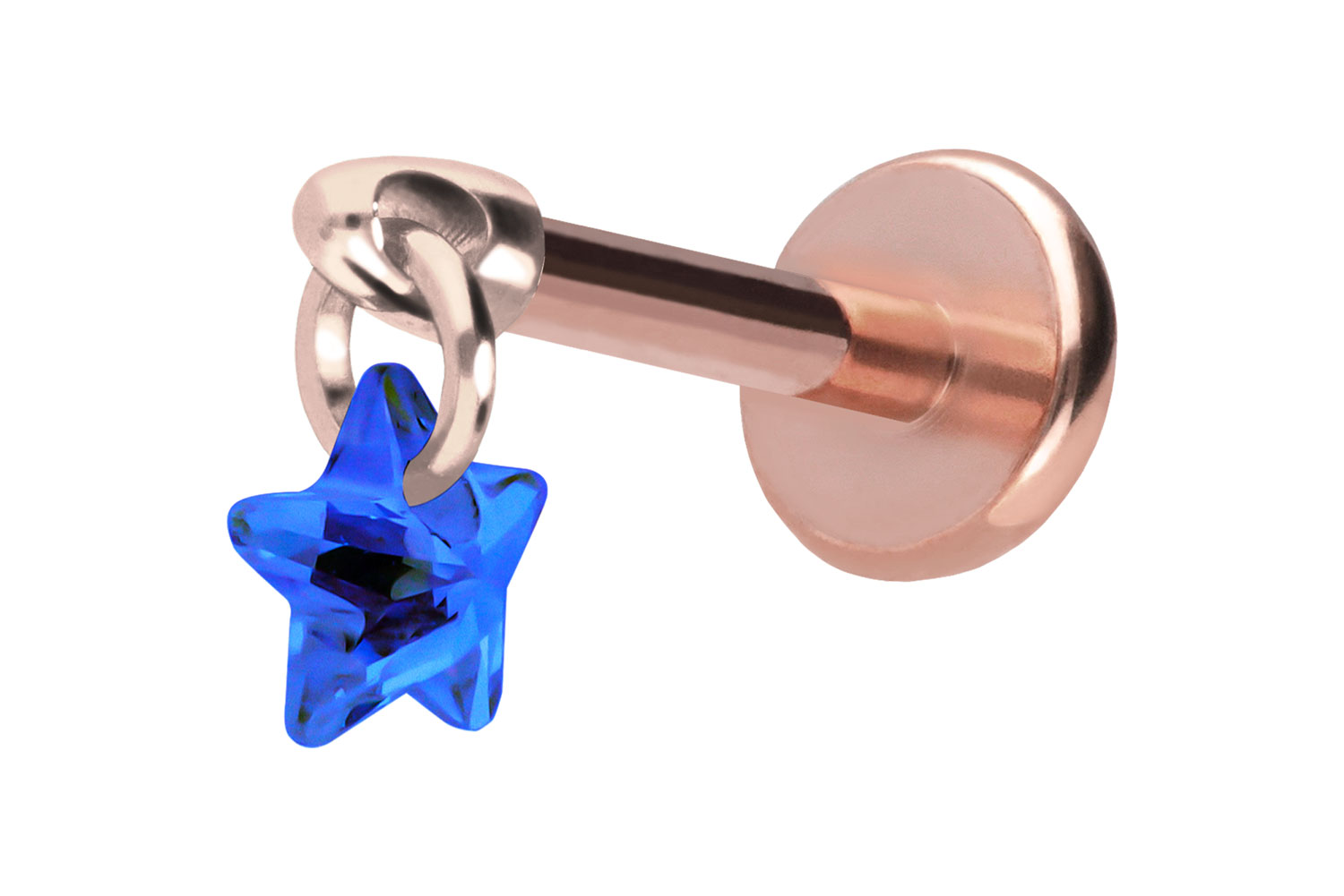 Titan Labret Piercing mit Push Fit KRISTALLSTERN